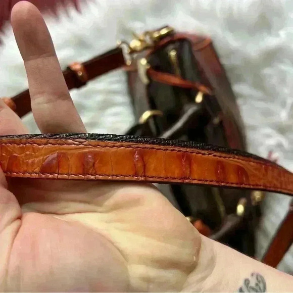 Brahmin Embossed Leather Satchel with Tassel Charm + Original Dustbag - Picture 4 of 14